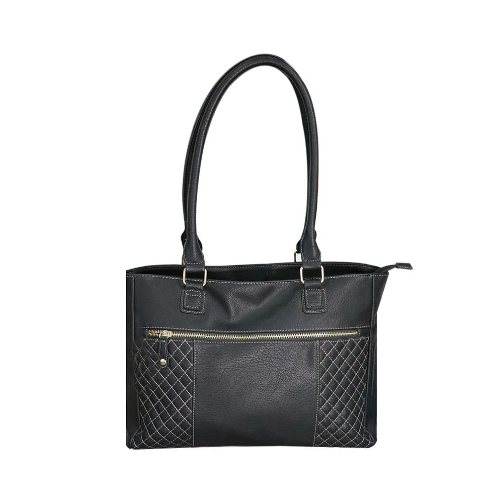 Stylish Black Pu Leather Tote Bag For Women