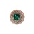 Emerald Dream: Opulent Round Ring with Dazzling Diamond Beads and Green Center Stone