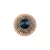Navy Nightfall: Opulent Round Ring with Dazzling Diamond Beads and Deep Blue Center Stone
