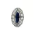 Regal Oval Ring with Deep Navy Blue Center Stone